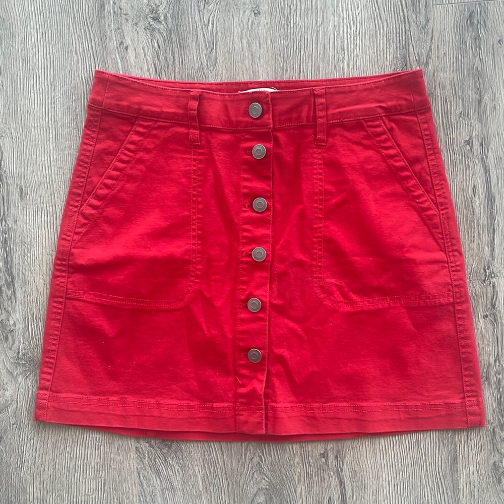 Woman’s JCrew Red Button Skirt